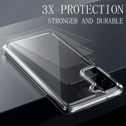 Clear Acrylic Case For Samsung Galaxy S21 S20 FE S22 S23 S24Ultra S10PLUS Note 20 10 9 8 Luxury Shockproof Soft Frame Hard Cover