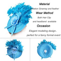 Charming Feather Fascinator Wedding Bridal HairClip Event Hat For Party Cocktail Headpiece Lady Floral Pattern HeadWear