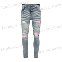 Men's Jeans Strt Fashion Designer Men Jeans Retro Blue Stretch Buttons Trousers Patched Skinny Ripped Jeans Men Hip Hop Brand Pants Hombre T240409