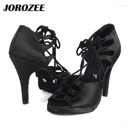 Dance Shoes JOROZEE Platform Latin Women Black Bronze Red Satin Wedding Party Ballroom Dancing High Heel Soft Outsoft