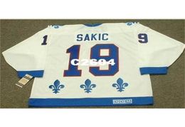 Men 19 JOE SAKIC Quebec Nordiques 1992 CCM Vintage RETRO Away Home Hockey Jersey or custom any name or number retro Jersey5294177