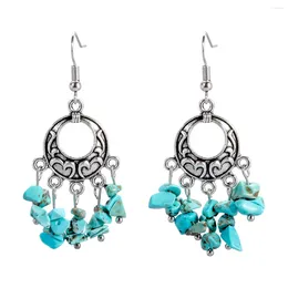 Dangle Earrings Baroque Natural Stone Turquoise Tassel Drop Vintage Metal Circle For Women 2024 Trend Jewelry Wholesale