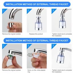 Faucet Water Clean Philtre Purifier 360 Degree Rotating Splash Philtres Faucet Adapter Anti-splash for Household Kitchen Bathroom