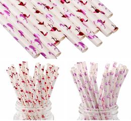 100Pcslot Flamingo Cocktail Paper Straws for Wedding Party Baby Shower Decoration Black Stripe Paper Drinking Straw Honeycomb8020643