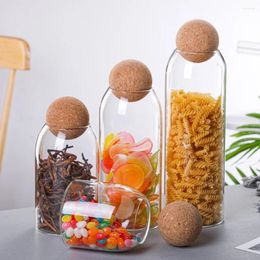 Storage Bottles Cork Stopper Glass Sealed Jar Coffee Beans Dried Fruit Box Kitchen Food Multigrain Creative Tea