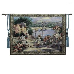 Tapestries Sungshida Pure Cotton Jacquard Vintage Tapestry Eearopean American Syle High-Grade Home Decorative Hanging Art Wall Painting