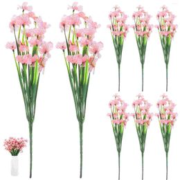 Decorative Flowers 8 Pcs Aquatic Plants Office Home Accessories Decor Simulated Violet Flower Decorations