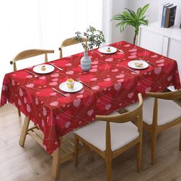 Table Cloth Valentine Hearts Rectangular Tablecloth Red And Pink Modern For Wedding Birthday Party Cover Decoration