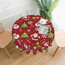 Table Cloth Merry Christmas Round Tablecloth Washable Cover For Home Kitchen Dining Picnic Party 60 Inch