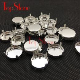 TopStone All Sizes 3~27mm Round Metal Claw Silver/Brass Colour Closed/Hollow Back For Setting Round Rivoli Crystal Jewerly Beads