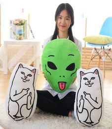 46cm Ripndip Lord Nermal Lordnermal Plush Toys Stuffed Cat Green Alien Lil Mayo Doll Kawaii Cushion Pillow Birthday Gift LJ2009143809398