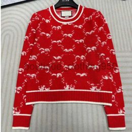 Designer Women's Sweaters Autumn and Winter New Round Neck Knitted Pullover New Year Red Contrast Letter Jacquard Versatile Knitted tops