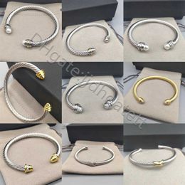 Women Gold Bracelet Bracelets Luxury Wedding Designer Fashion Twist S925 18K Twisted Plated Pearl Head Lovers Gift Bangles Wholesale 5MM 4MM thick 0WHP