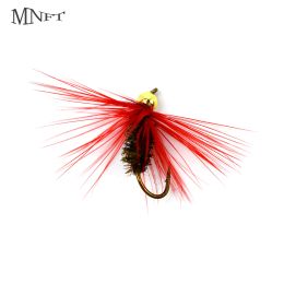 MNFT 10PCS 10# Golden Bead Head Peacock Body Nymph Trout Flies Biomimetic Insect Fly Fishing Bait