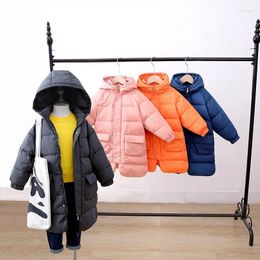 Down Coat Children's Thickened Autumn Winter Warm Costume Baby Kid Medium Long Boys And Girls Fashion England Style Clothes