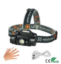 3W Mini IR Sensor Headlight Induction USB Rechargeable Headlamp Camping Flashlight Hunting Head Torch by 18650 Battery7526430