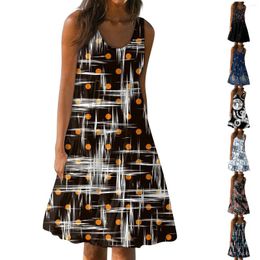 Casual Dresses Women's Elegant Cute Printed Slip Beach Skirt Sundress High Quality Youthful Slim-Type Vestidos