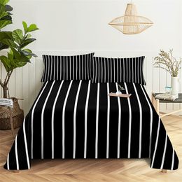 Black and White, Notes 0.9/1.2/1.5/1.8/2.0m Bedding Digital Printing Polyester Bed Flat Sheet with Pillowcase Print Bedding Set