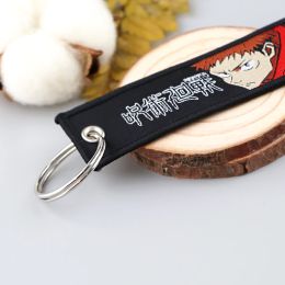 Cool Anime Key Fobs Holder Embroidery Keychain for Motorcycles Key Ring Key Tag Chaveiro Accessories