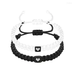 Charm Bracelets Couple Love Heart Braid Bracelet Design Creative Rope Style Valentine Day Classic Black And White Attraction Jewelry