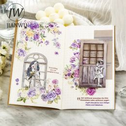 JIANWU 10 Sheets Window Sills Series Vintage Hollow Doors and Windows Decor Sticker Creative DIY Journal Collage Stationery