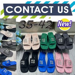 Top Quality Slippers Designer Sandals Luxury Women Velvet material rhinestone Velcro tape GAI party Soft Room Slip-On Size 35-42