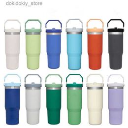 Mugs 30oz Reular Tumbler with Handle Lid 30oz Stainless Steel bi capacity Beer Mu with flip straw Insulated Travel Mu Travel Coffee Mu for DIY L49