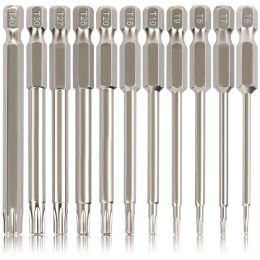 11Pcs Security Torx Bit Set Impact Rated Tamper Resistant Star Bit Set 75mm 1/4 Inch Hex Torx Screwdriver Bit Set