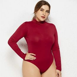 #2112 Spring 2024 Black White Red Turtleneck Bodysuit Women Long Sleeve Sexy Body Femme With Zipper Thong Bodysuit Female Sexy