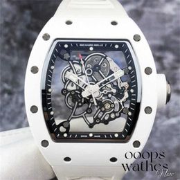 Watches Designer Watches Mechanical Wrist watch Swiss Movement RM Mens Wristwatches Womens Wrist Mens White Ceramic Hollow out Dial Manual Mech