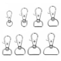 Swivel Clasps D Rings Alloy Metal Silver Lanyard Snap Hooks Clip Hook for Keychain Bag Key Rings Jewelry Making Crafting Sewing