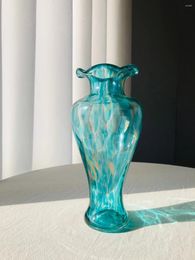 Vases French Retro Petal Ruffle Art Colour Polka Dot Glass Vase