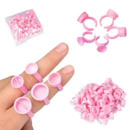 100Pcs Disposable Eyelash Glue Fan Cup Rings Holder Container Tattoo Pigment Eyelash Extension Tools Lash Suppliesfor disposable glue holder