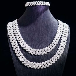 Hot Selling S Sier Iced Out Link Hiphop Jewellery 15Mm Pass Diamond Tester D VVS Moissanite Cuban Chain Necklace