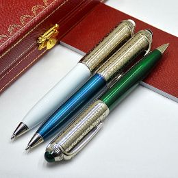 BMP High Quality R Series Ca Ballpoint Pen Silver Metal Gridding Office Schoo Stationery Writing Smooth Ball Pen With Gem In Top