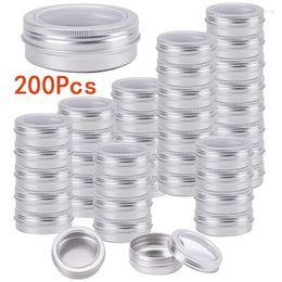 Storage Bottles 200Pcs 15ml Aluminum Tins Jars Containers Round Clear Top Screw Lids For Cosmetic Balms Lip Spices