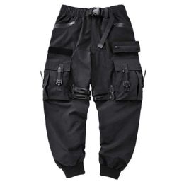 Mens Casual Fashion Motor Biker Long Streetwear Cargo Pants Men Loose Hip Hop Multi-pockets Trousers