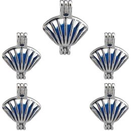 10Pcs Silver Colour Shell Beads Cage Locket Diffuser Charm Pendant For Men Women Necklaces Bracelet Keychain Jewellery Making Bulk