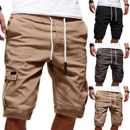 Summer Y2K All Match Trousers Solid Colour Streetwear Elegant Fashion Half Pants Multi Pocket Shorts Mens Clothing 240403