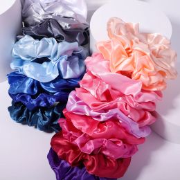 Women Silk Scrunchie Elastic Handmade Multicolor Hair Band Ponytail Holder Headband Hair Accessories Wholesale
