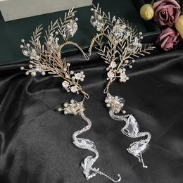 Hair Clips Pearl Flower Crystal Headband Vine Hairband Tiara For Bride Women Wedding Accessroies Bridal Jewellery Ornaments