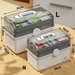 Portable First Aid Kit Large Capacity Pill Case Medicine Organiser Storage Boxes Medicine Container Emergency Pharmacy 3 Layers