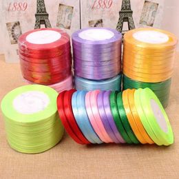 Party Decoration 25 Yards 22m Long Silk Satin 6mm Single Face Ribbon Home Wedding Gift Wrapping Christmas Year DIY Material