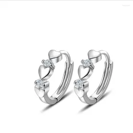 Hoop Earrings Trendy Silver Plated Women Girl Jewellery Fashion Zircon Heart Earring For Princess Christmas Gift Girlfriend