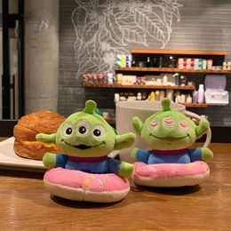 Cute cartoon donuts, three eyed swimming rings, mobilization plush toy doll keychain, grab doll machine pendant