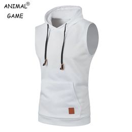 Mens Sleeveless Hoodies Fashion Casual Hooded Sweatshirt Men Bodybuilding Tank Top Sporting Shirt Waistcoat Vest Gym 240321