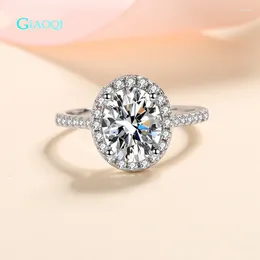 Cluster Rings GIAOQI PT950 Paltinum 14K White Gold 2 Excellent Cut Diamond Past D Color Oval Moissanite Ring Classic Jewelry