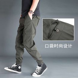Workwear Pants, Men's Summer Casual Pants, Thin Leg Fast Drying Pants, Loose and Elastic Large Size Trendy Brand Multi Pocket Long Pants