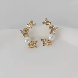 Stud Earrings Korean Personalised Women's Pearl Butterfly Sweet And Elegant Birthday Gift