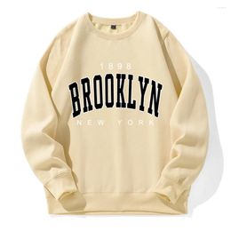 Men's Hoodies 1898 Brooklyn York Printing Men Hoody Fashion Novelty Hoodie Basic Daily Oversized Sweatshirts Loose Warm Fleece Hooded